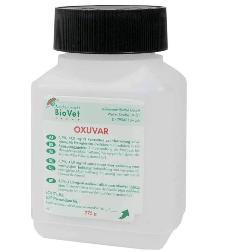 Andermatt BioVet OXUVAR 5,7% - 275g - 1000g Acide oxalique pour traitement Varroa, Varroa été