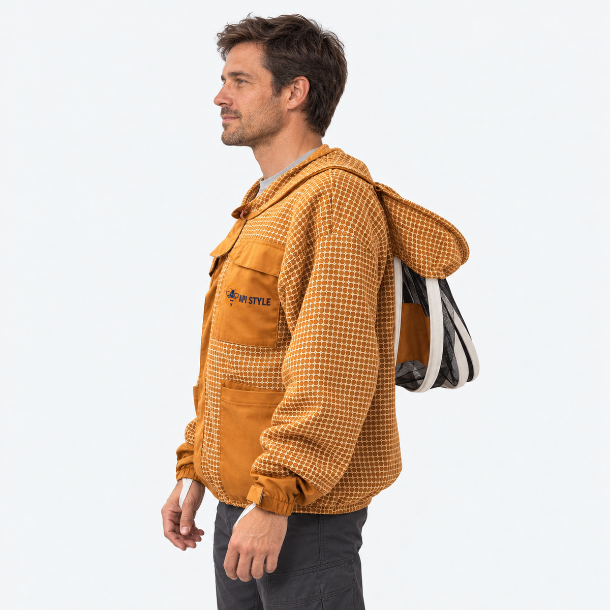 Veste d'apiculteur API STYLE marron – veste d'apiculteur unisexe entièrement ventilée avec voile d'astronaute