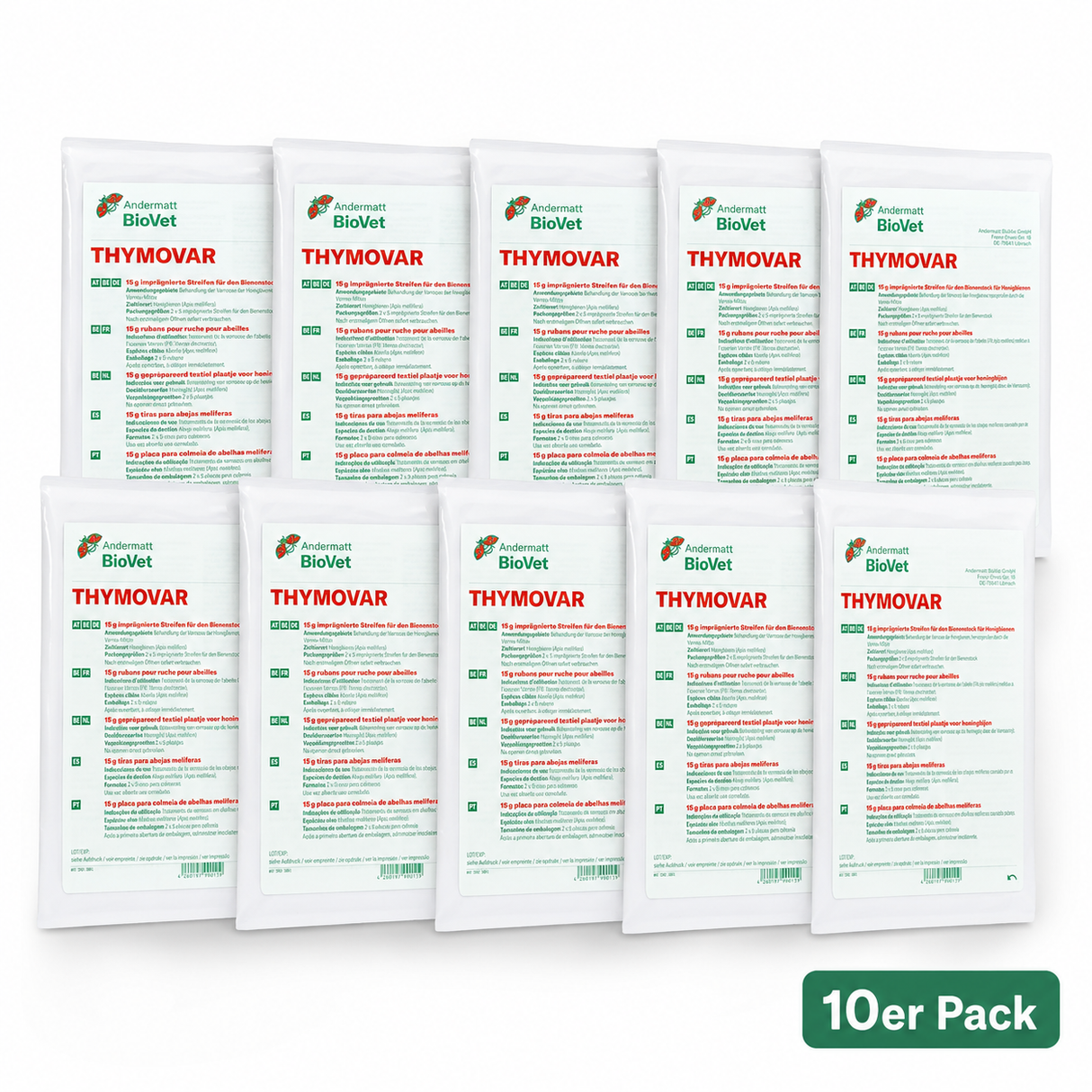 THYMOVAR® gegen Varroa Tymaol 10 Pakete 2x5 Schwammtuch Plättchen Präparat für Sommerbehandlung