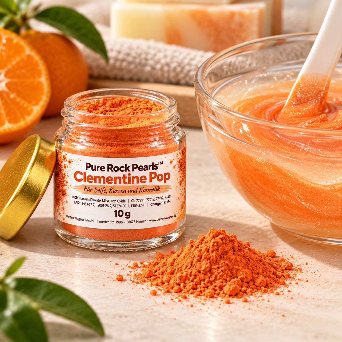 Soap Colour Orange – Colour for Soap, Candles & Cosmetics | Pure Rock Pearls™ Clementine Pop