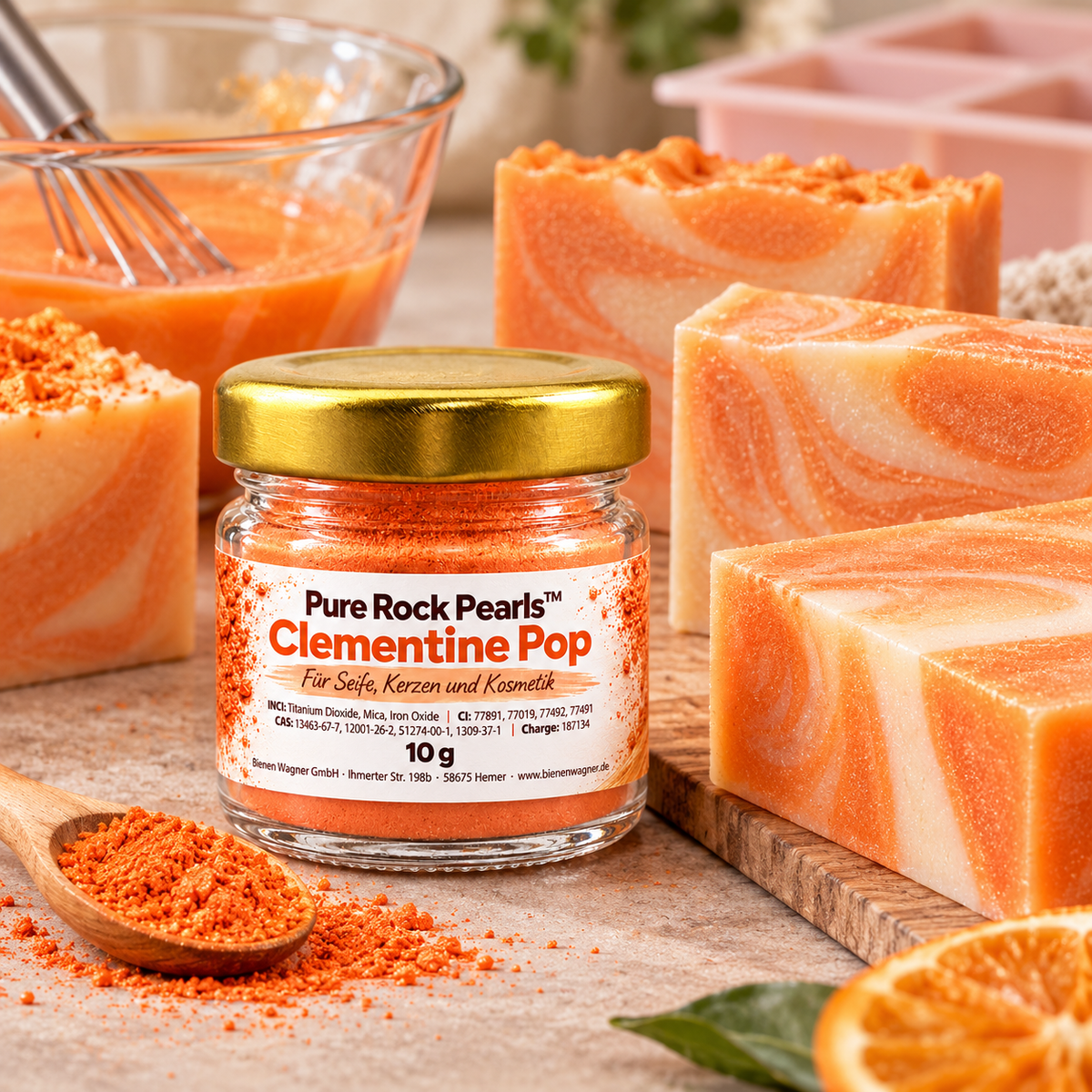 Soap Colour Orange – Colour for Soap, Candles & Cosmetics | Pure Rock Pearls™ Clementine Pop