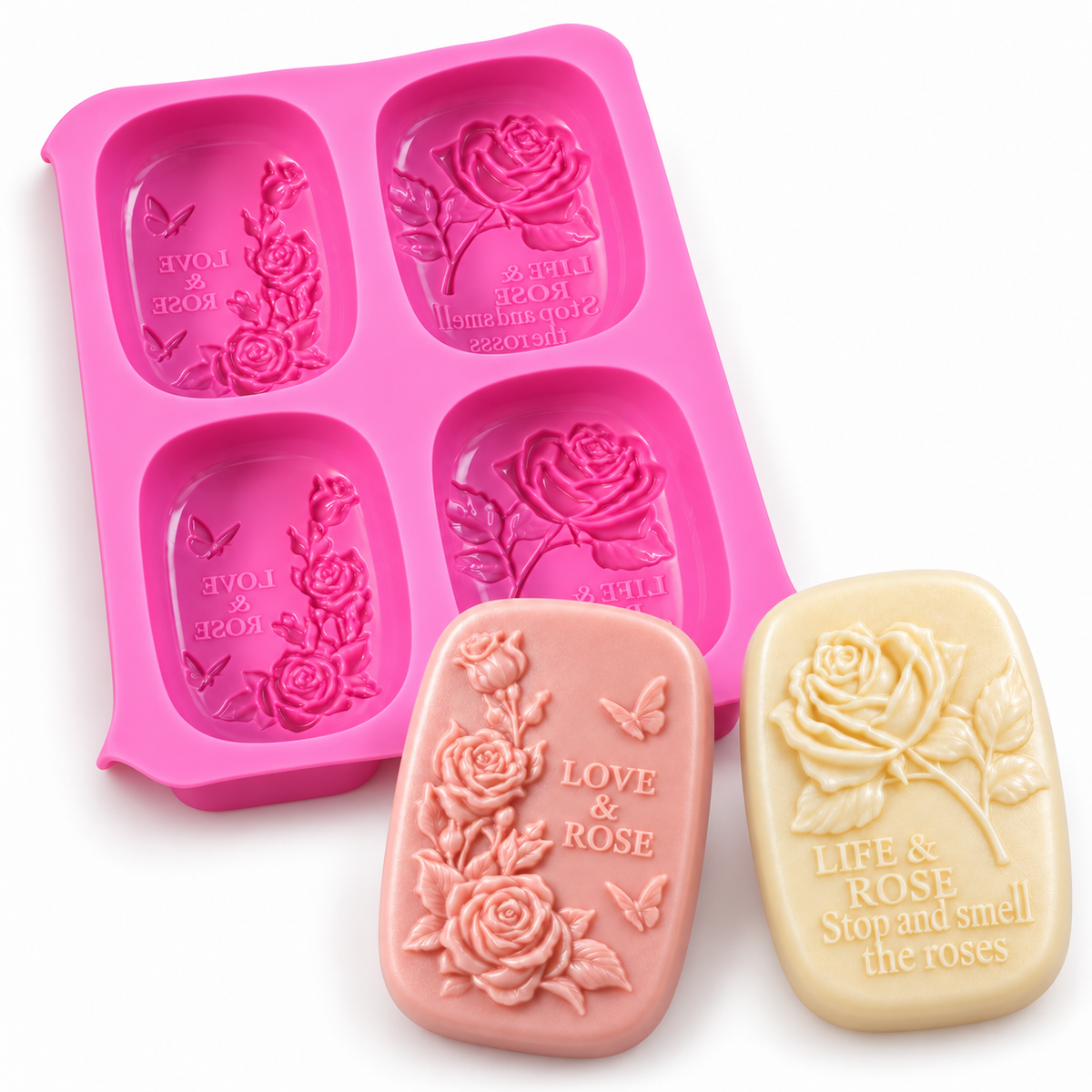 Stampo in silicone per sapone api & favi – 6 cavità ovali con motivi di api e fiori, stampo multiplo per colata di sapone (Copia)