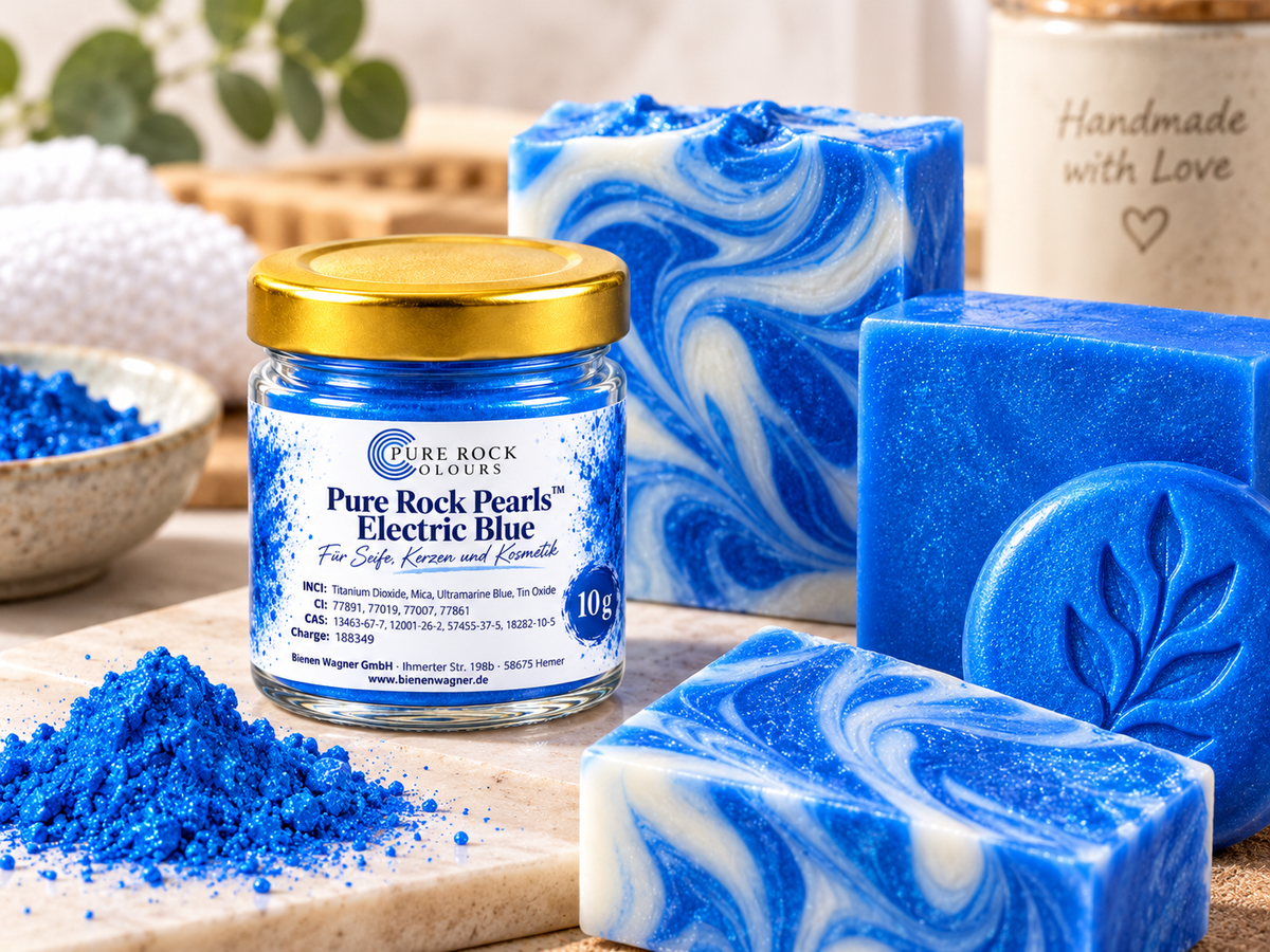Seifenfarbe Blau – Pigment für Seife, Kerzen & Kosmetik | Pure Rock Pearls™ Electric Blue