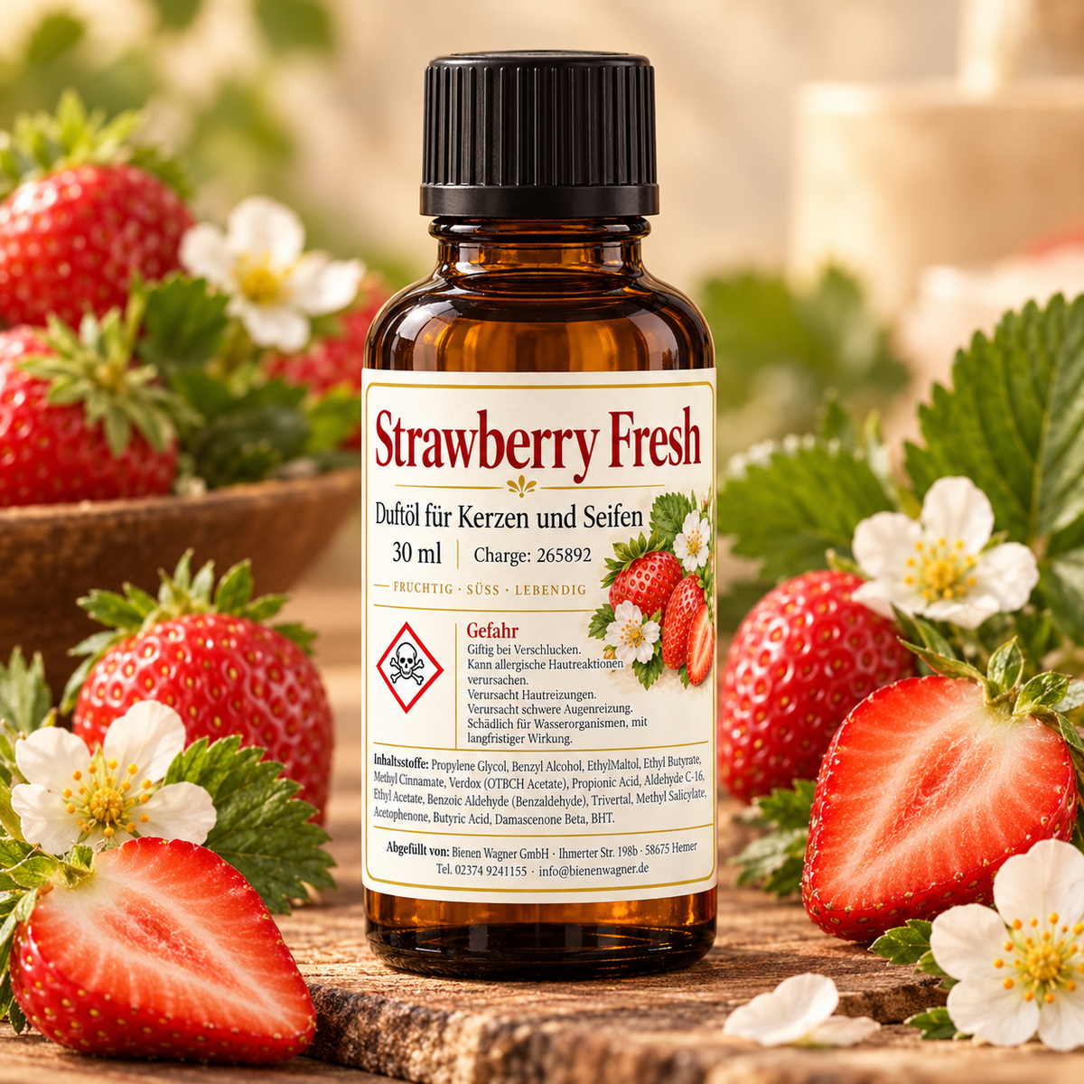 Huile parfumée Strawberry Fresh 30 ml – parfum fraise pour bougies et savons