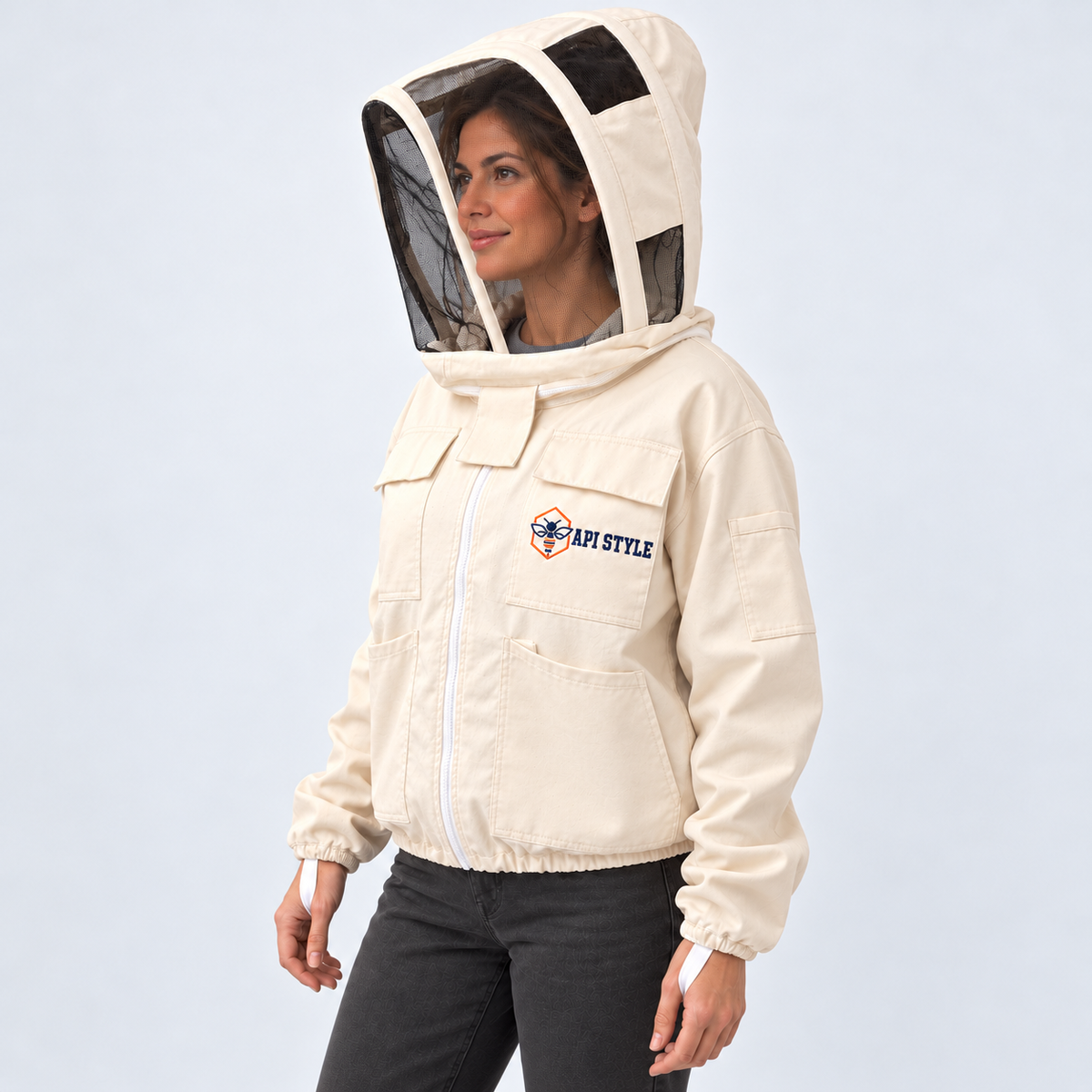 API STYLE Beekeeping Jacket Natural – lightweight cotton jacket with detachable veil for women and men