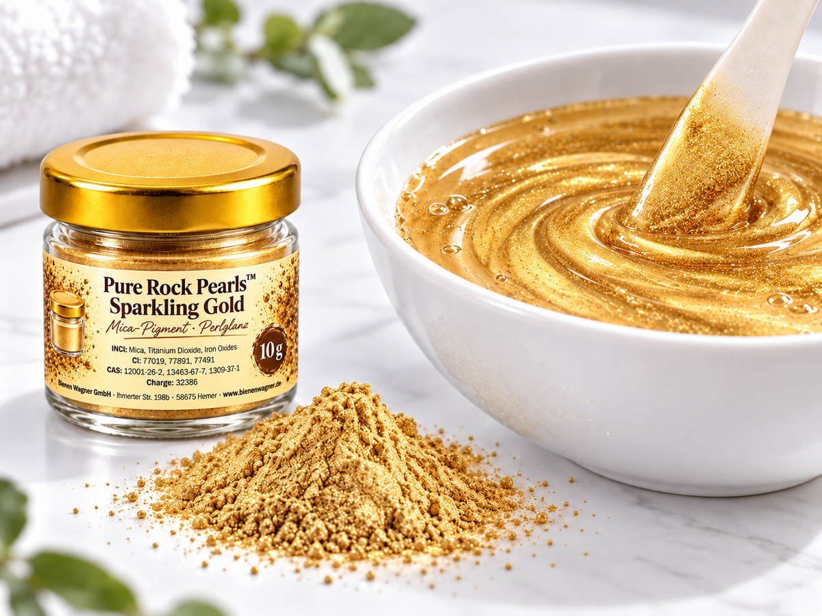 Seifenfarbe Gold – Mica Pigment für Seife, Kerzen & Kosmetik | Pure Rock Pearls™ Sparkling Gold