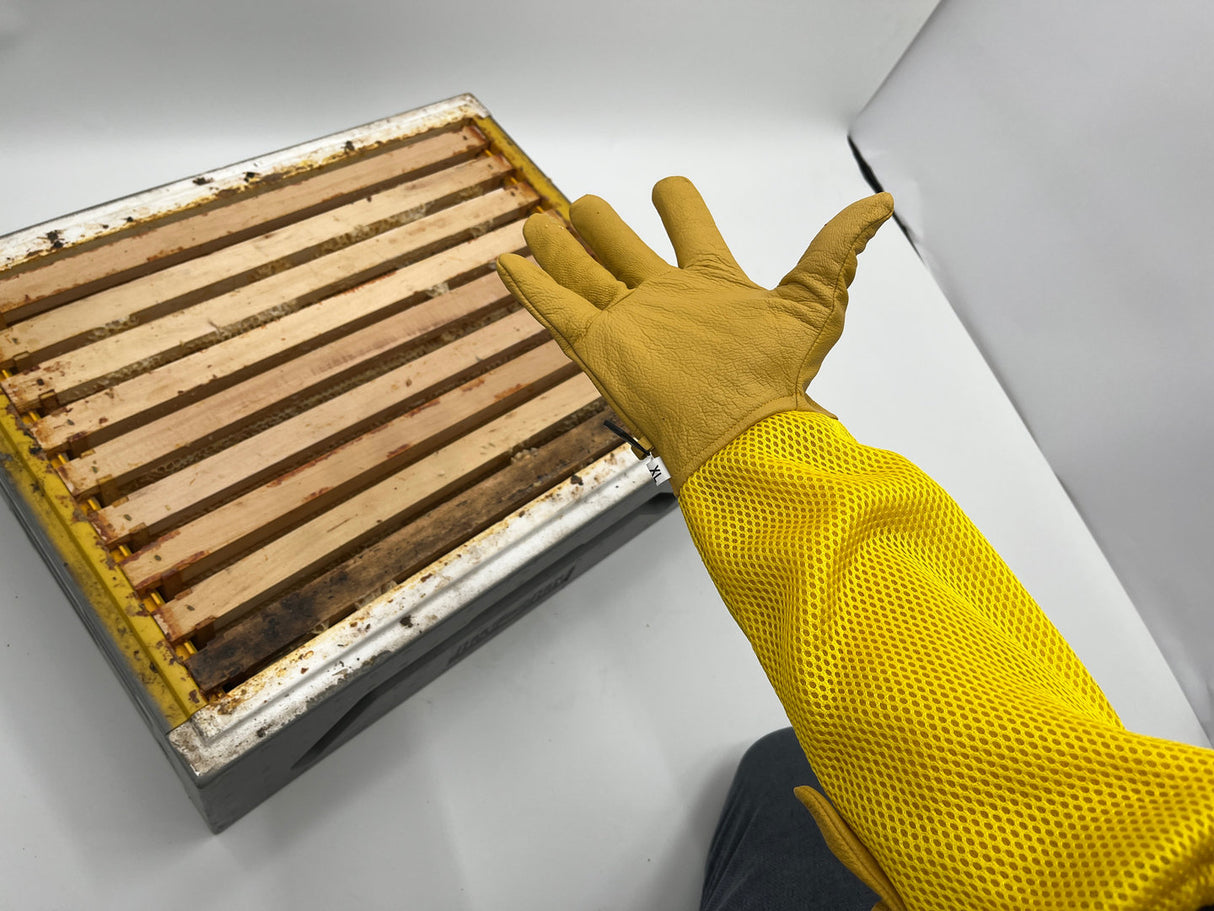 Imkerhandschuhe gelb mit Netzgewebe Ziegenleder extra weich