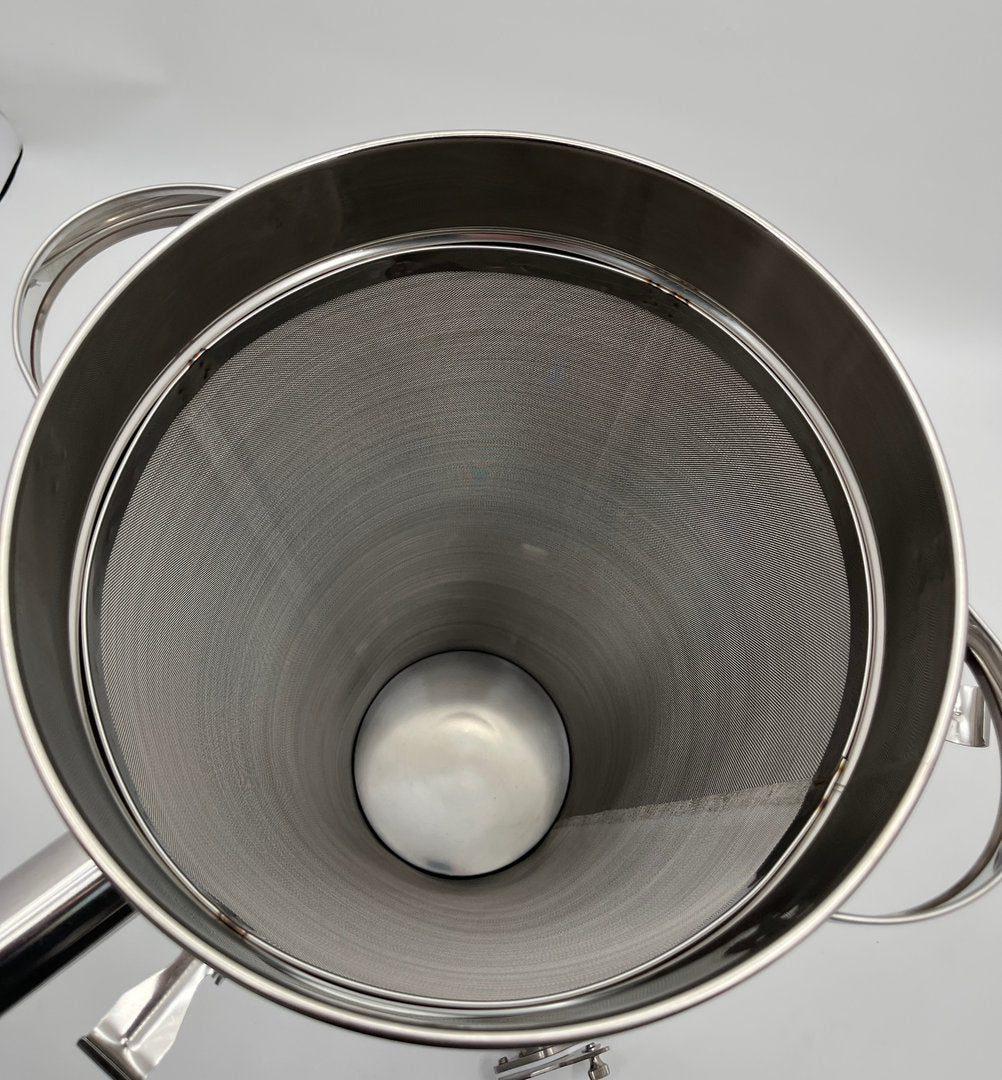 Imbottigliatore per miele 2° rubinetto a pizzico Setaccio conico Lunzer secchio filtro in acciaio inossidabile 50 kg