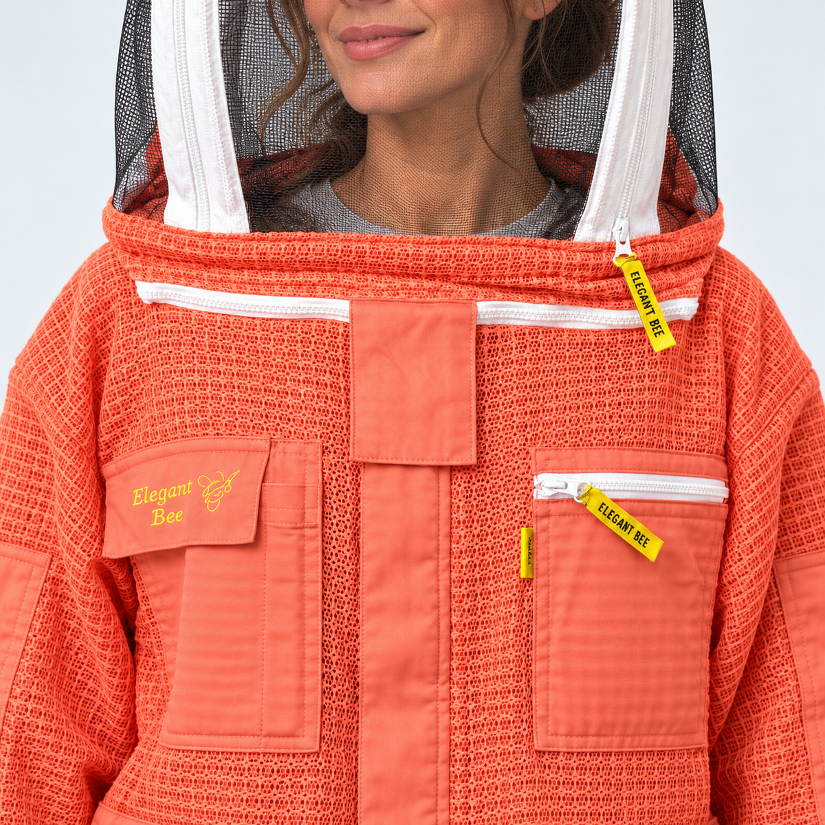 Elegant Bee Imkerjacke Lachsrosa – belüftete Unisex-Imkerjacke mit Astronautenschleier