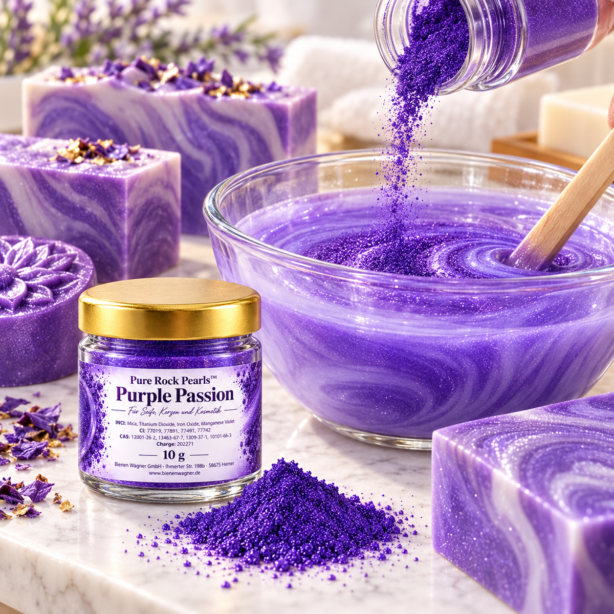 Colorant pour savon lilas violet – pigment pour savon, bougies & cosmétiques | Pure Rock Pearls™ Purple Passion