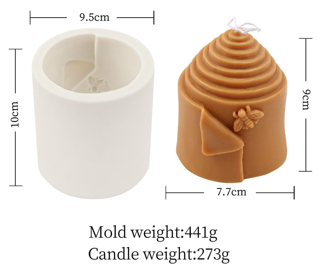 Kerzengießform aus Silikon für Bienenwachs und Kerzenwachs Bienenmotiv Groß Stumpenkerze