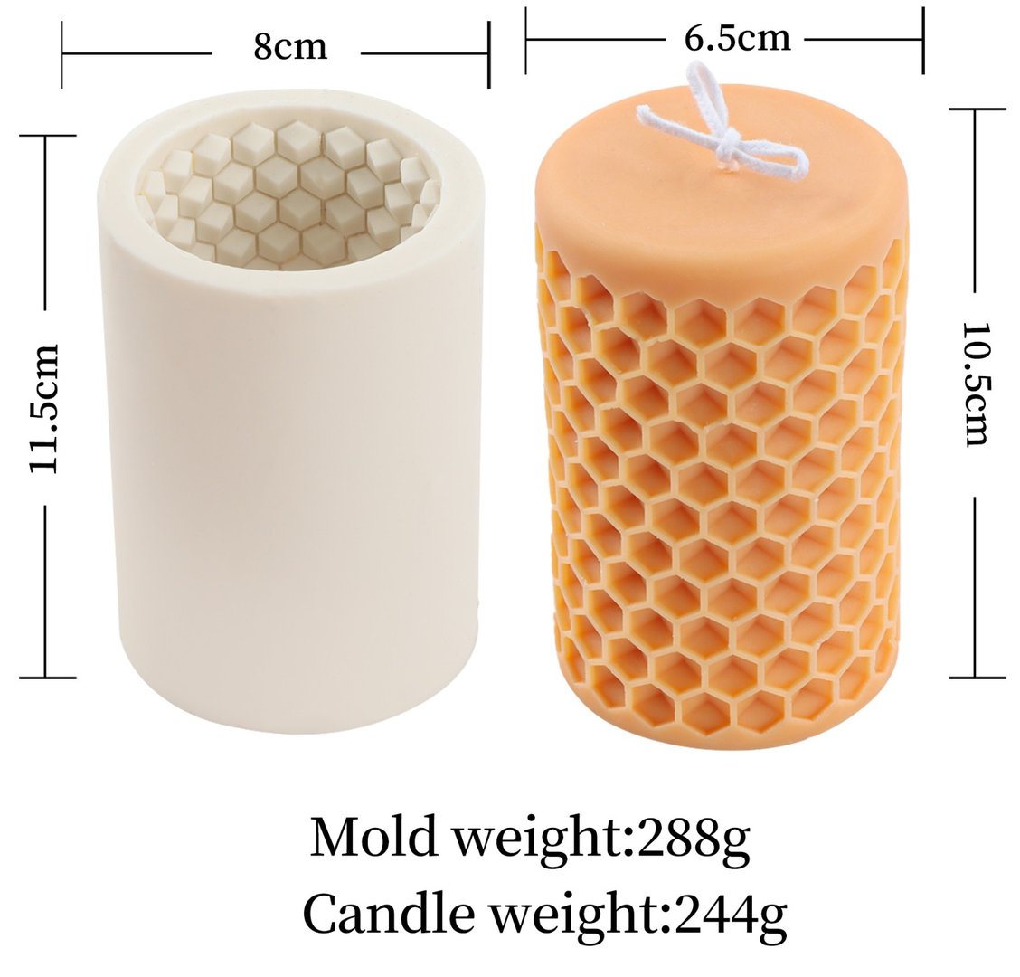 Candle mold made of silicone for beeswax, large honeycomb candle, bee motif pillar candle