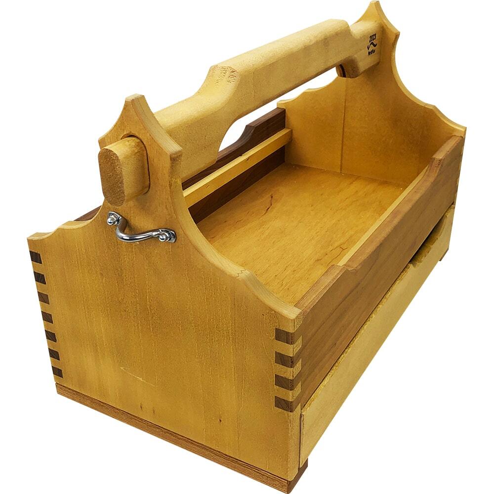 Cassetta porta attrezzi per apicoltore in legno massello oliato con cassetto per accessori o minuteria per l'allevamento delle regine