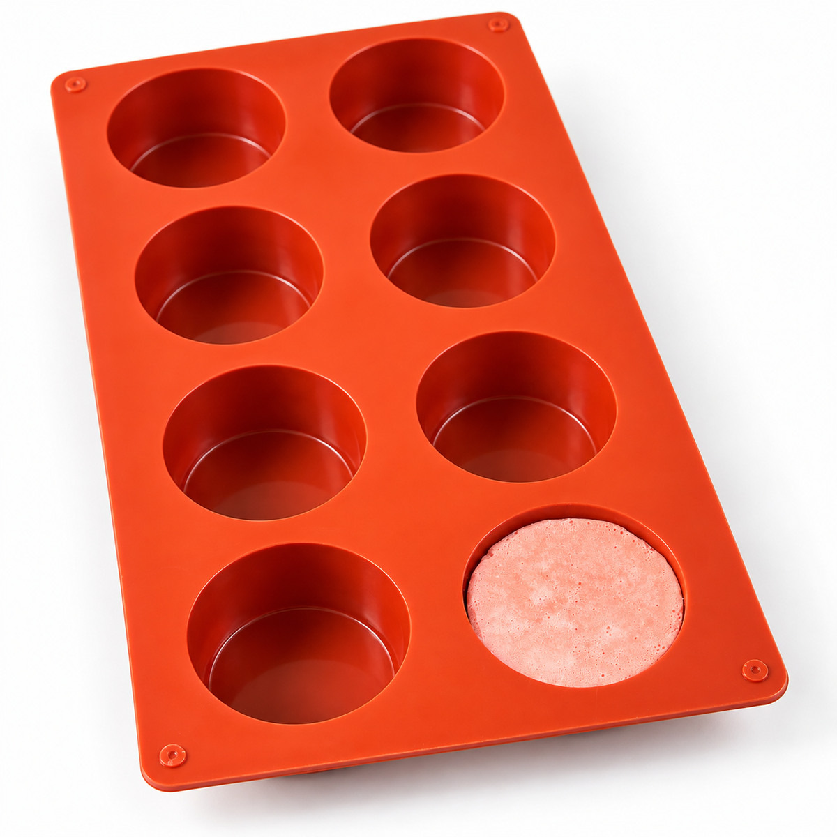 Round Silicone Soap Mold – 8 Cavities for Glycerin Soap, Layered Soap & DIY Soaps Multi-Cavity Soap Casting Mold