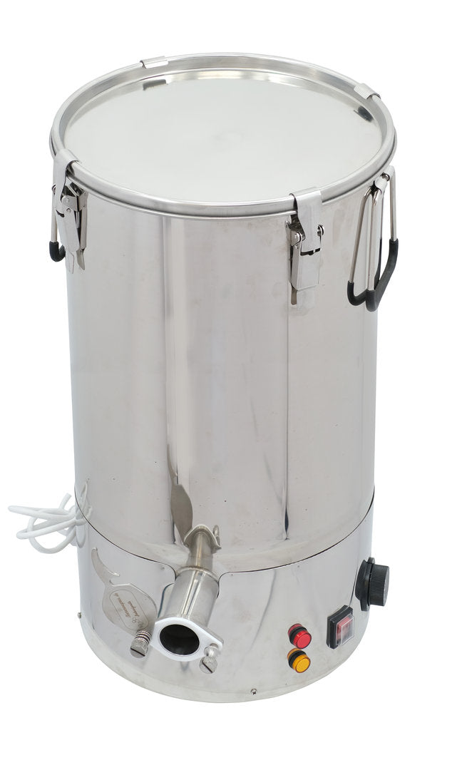 Remplisseuse pour sol incliné Bienenwagner 50 kg en acier inoxydable avec seau de remplissage chauffant