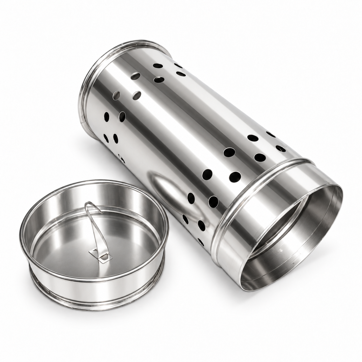 Scatoletta per zolfo Maxi in acciaio inox con gancio di sospensione – Ø 9 cm
