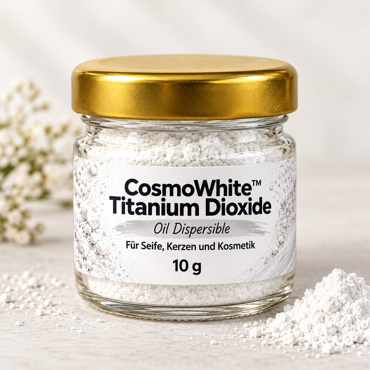 Colorant blanc pour savon – pigment de dioxyde de titane pour savon, bougies et cosmétique | CosmoWhite™