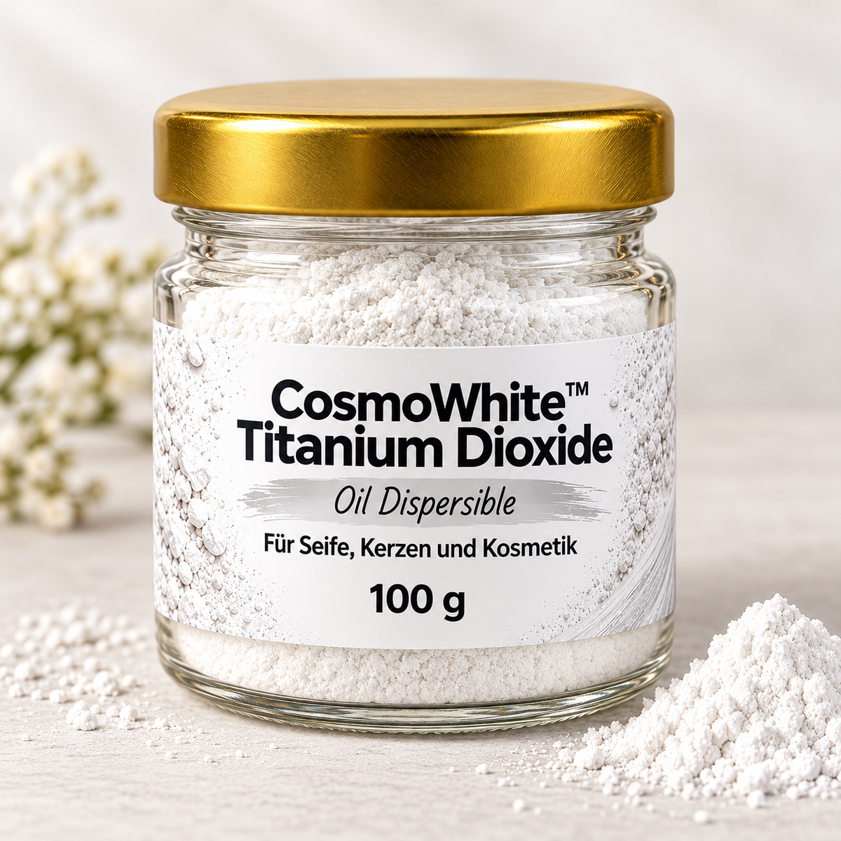 Colorant blanc pour savon – pigment de dioxyde de titane pour savon, bougies et cosmétique | CosmoWhite™