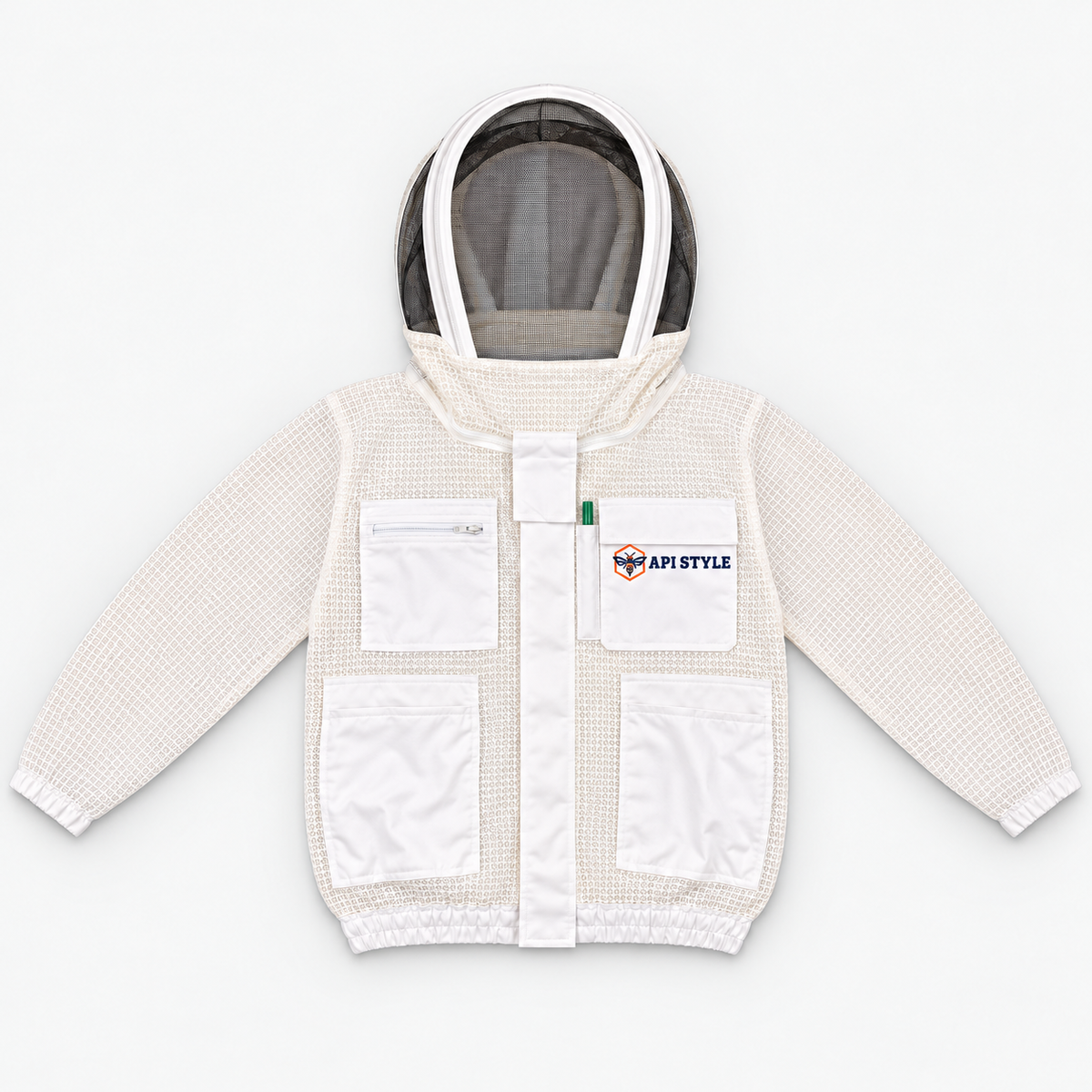 API STYLE Imkerjacke Unisex Weiss – voll belüftet mit 3-Lagen-Gewebe und abnehmbarem Astronautenschleier