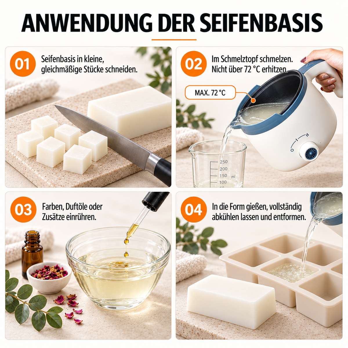 White soap base 1 kg – pouring soap / raw soap for soap making | Glycerin soap base (Copy)