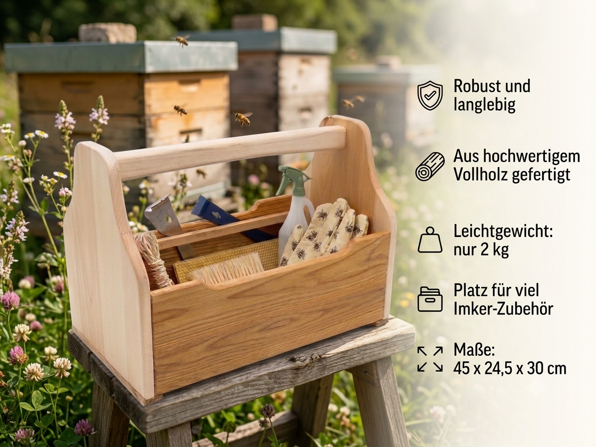 Imker-Arbeitskasten Werkzeugkiste aus Vollholz - kompakt, robust und perfekt organisiert