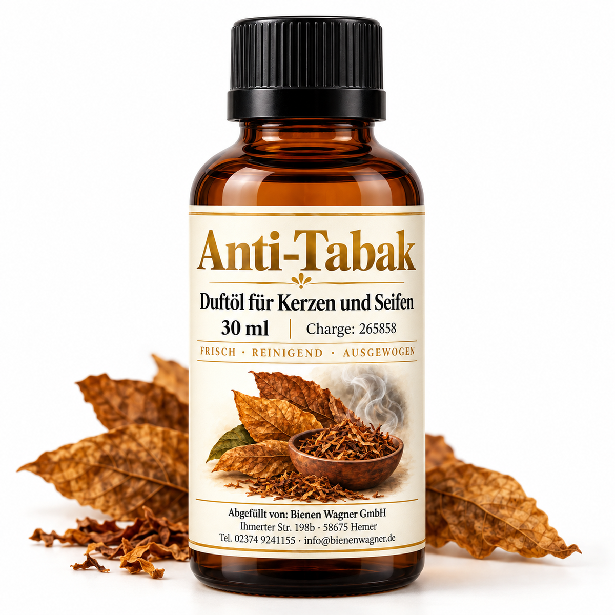 Huile parfumée anti-tabac 30 ml – parfum frais pour bougies & savons 