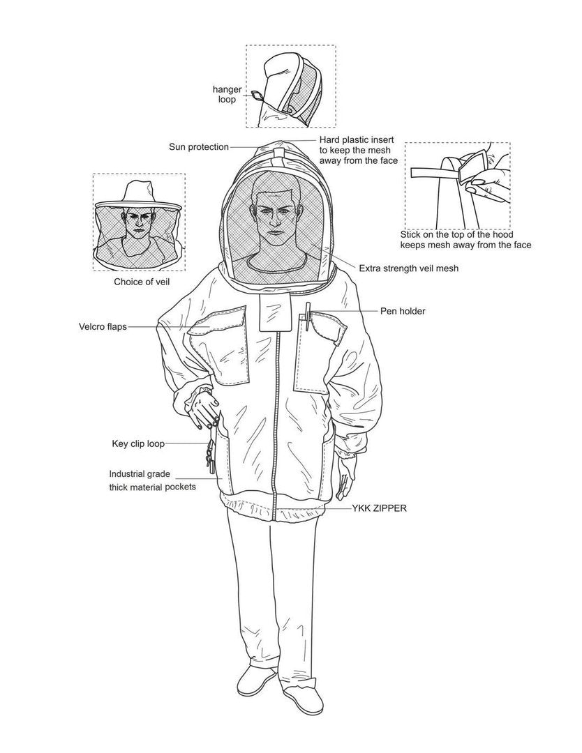 Tuta da apicoltore Elegante tuta protettiva generale per api Api Rete ventilata Bianca