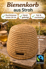 Beehive different sizes made of straw 26cm-35cm - handmade Fairtrade