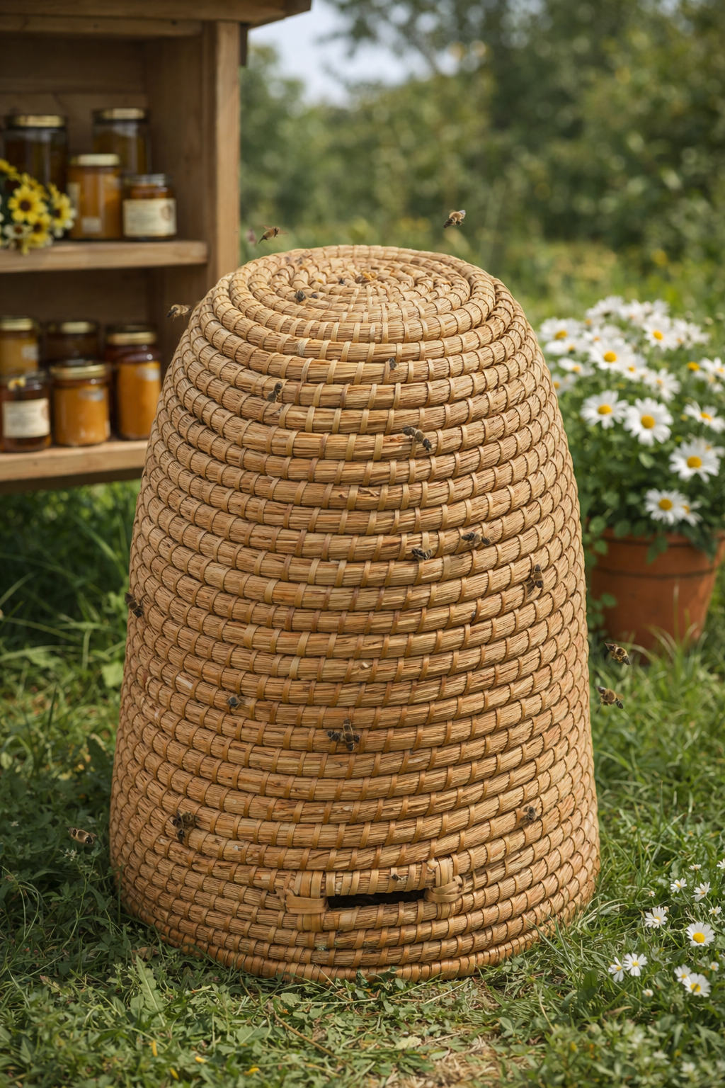 Beehive different sizes made of straw 26cm-35cm - handmade Fairtrade