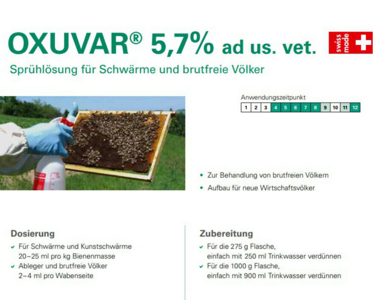 Andermatt BioVet OXUVAR 5,7% - 275g - 1000g Acide oxalique pour traitement Varroa, Varroa été