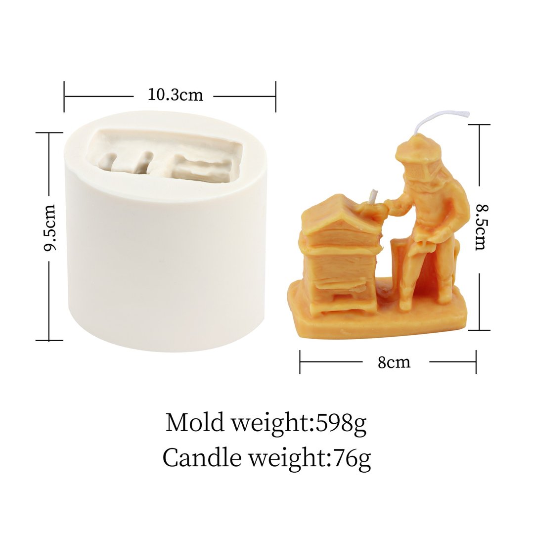 Kerzengießform aus Silikon für Bienenwachs und Kerzenwachs CX010 Imker Motiv und Beute Stumpenkerze