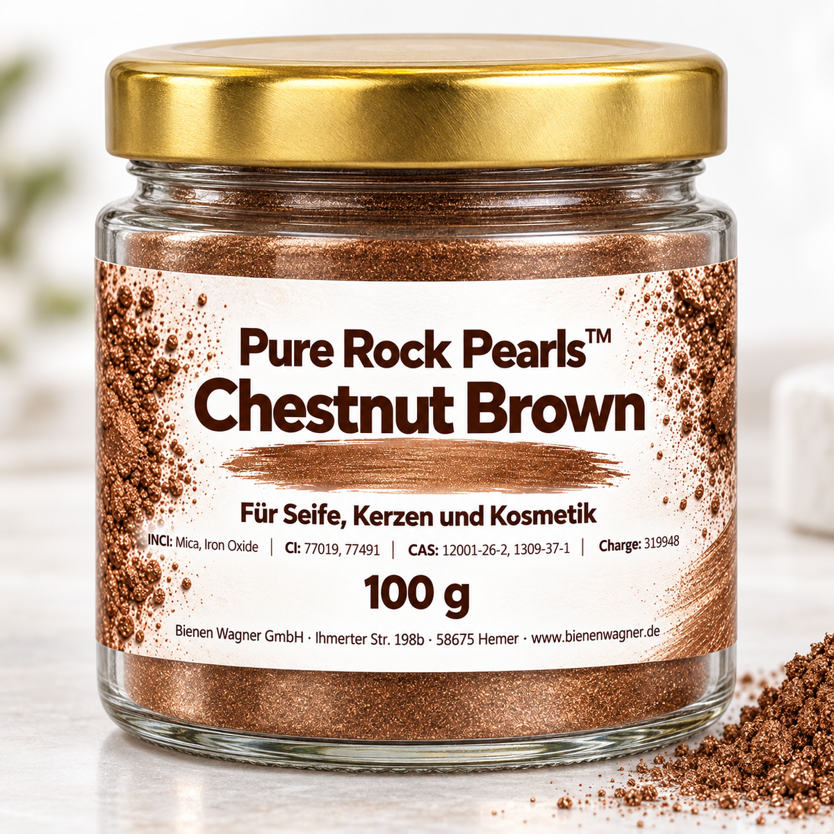 Colorant pour savon brun – pigment Pure Rock Pearls™ Chestnut Brown pour savon, bougies & cosmétiques 