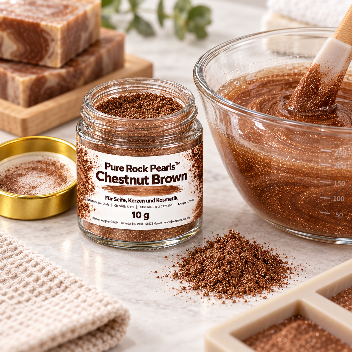 Colorant pour savon brun – pigment Pure Rock Pearls™ Chestnut Brown pour savon, bougies & cosmétiques 