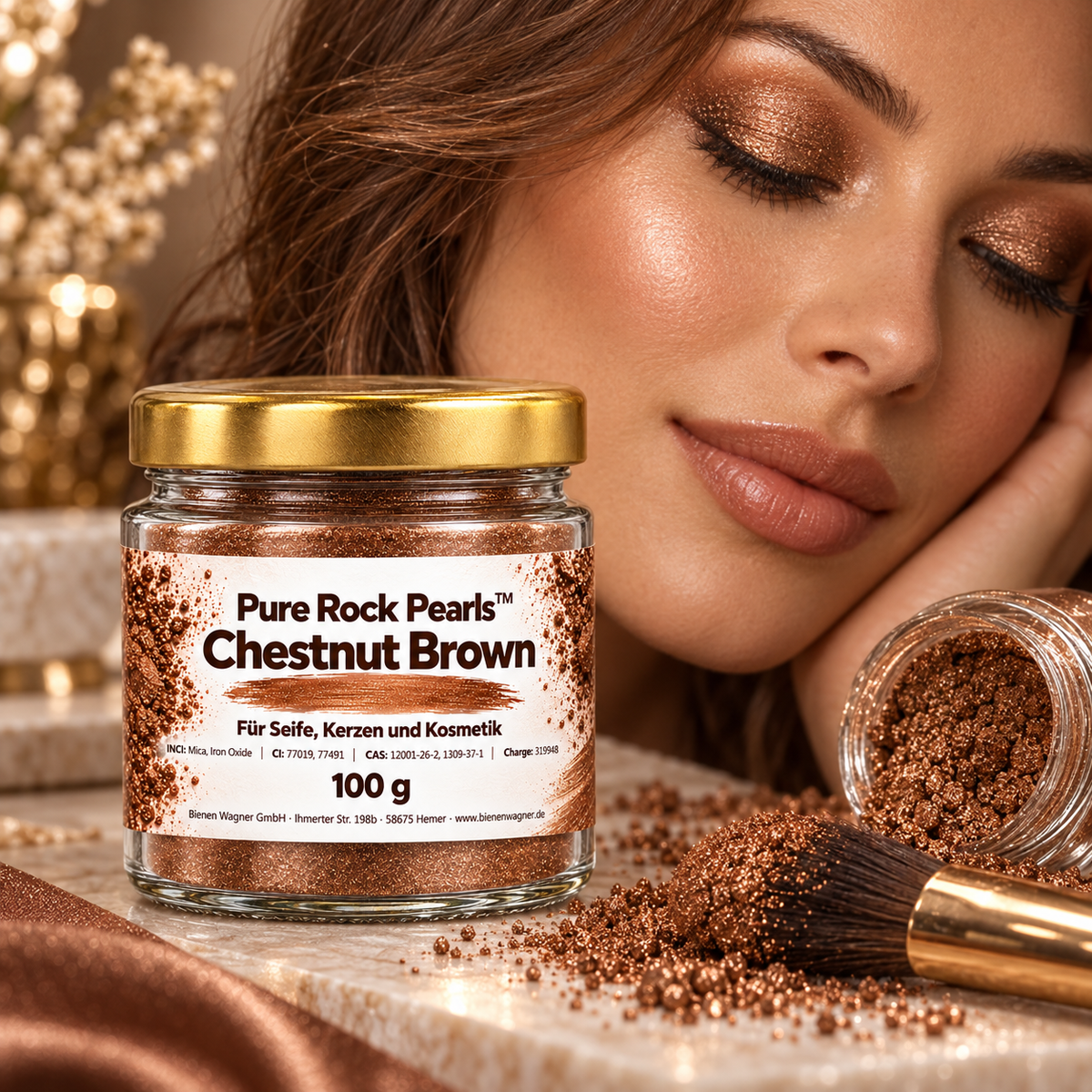 Colorant pour savon brun – pigment Pure Rock Pearls™ Chestnut Brown pour savon, bougies & cosmétiques 
