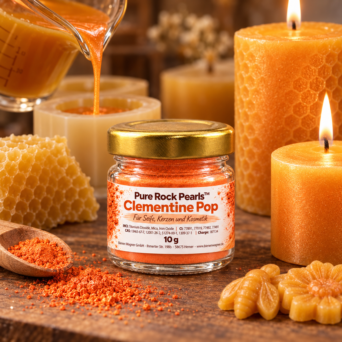 Zeepkleur Oranje – kleur voor zeep, kaarsen & cosmetica | Pure Rock Pearls™ Clementine Pop 