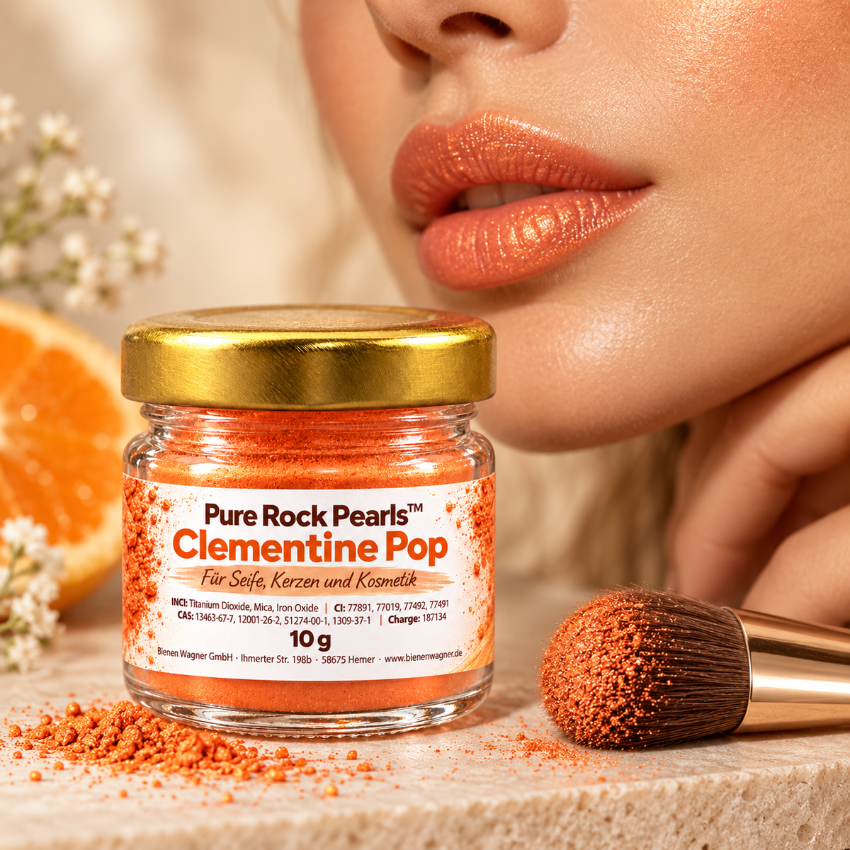 Zeepkleur Oranje – kleur voor zeep, kaarsen & cosmetica | Pure Rock Pearls™ Clementine Pop 