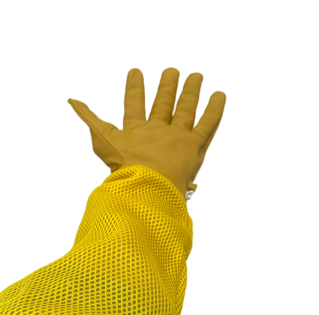 Imkerhandschuhe gelb mit Netzgewebe Ziegenleder extra weich