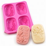 Stampo in silicone per sapone api & favi – 6 cavità ovali con motivi di api e fiori, stampo multiplo per colata di sapone (Copia) 