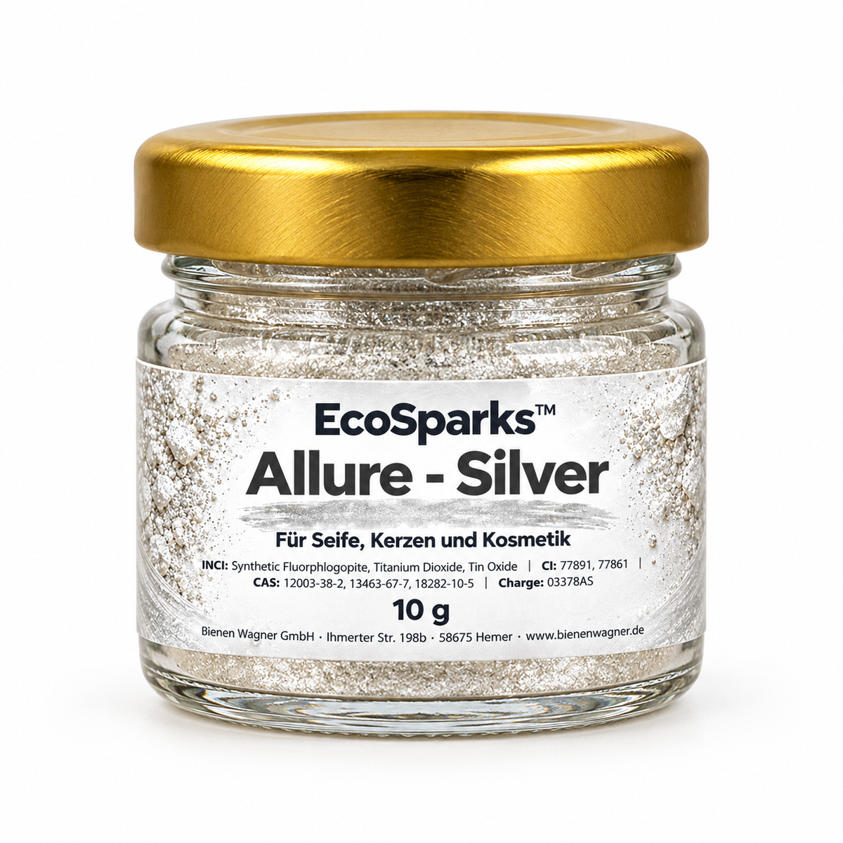 Pigmento effetto glitter argento EcoSparks™ Allure Silver – per sapone, candele e cosmetici, colore per sapone 