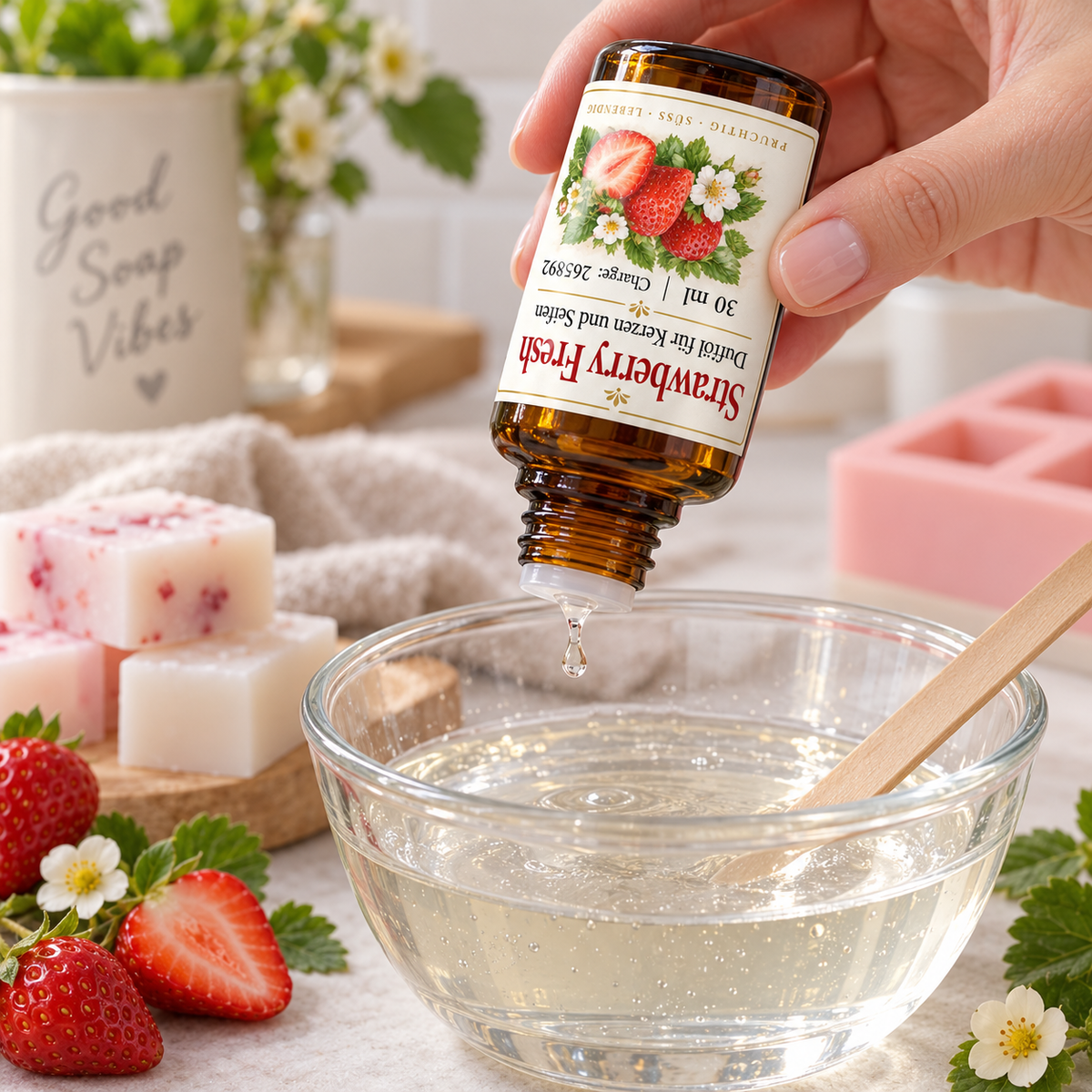 Huile parfumée Strawberry Fresh 30 ml – parfum fraise pour bougies et savons 