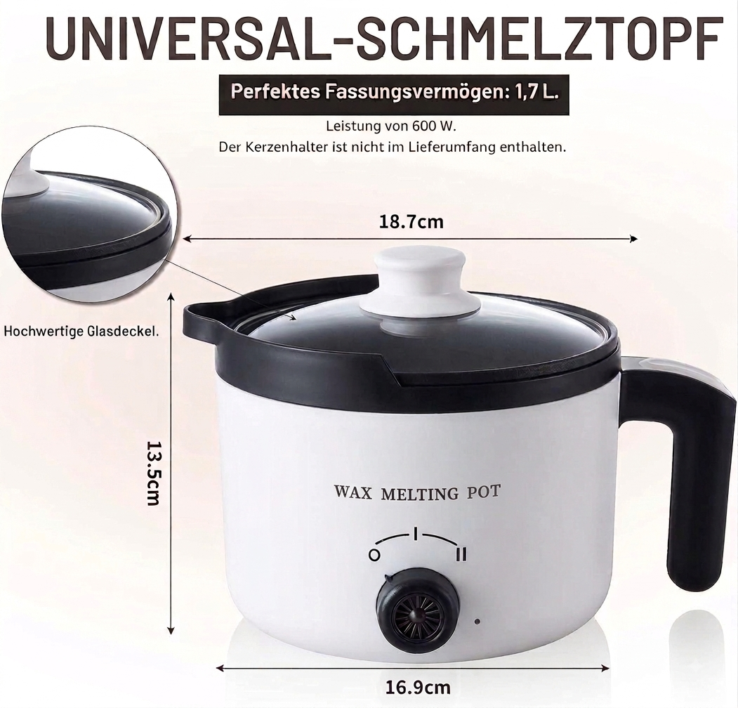 Elektrischer Wachsschmelztopf 1,7 L – 2 Heizstufen, 600 W
