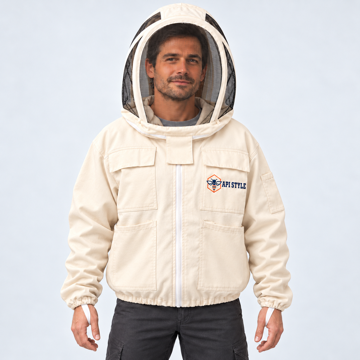API STYLE Beekeeping Jacket Natural – lightweight cotton jacket with detachable veil for women and men 