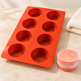 Round Silicone Soap Mold – 8 Cavities for Glycerin Soap, Layered Soap & DIY Soaps Multi-Cavity Soap Casting Mold 