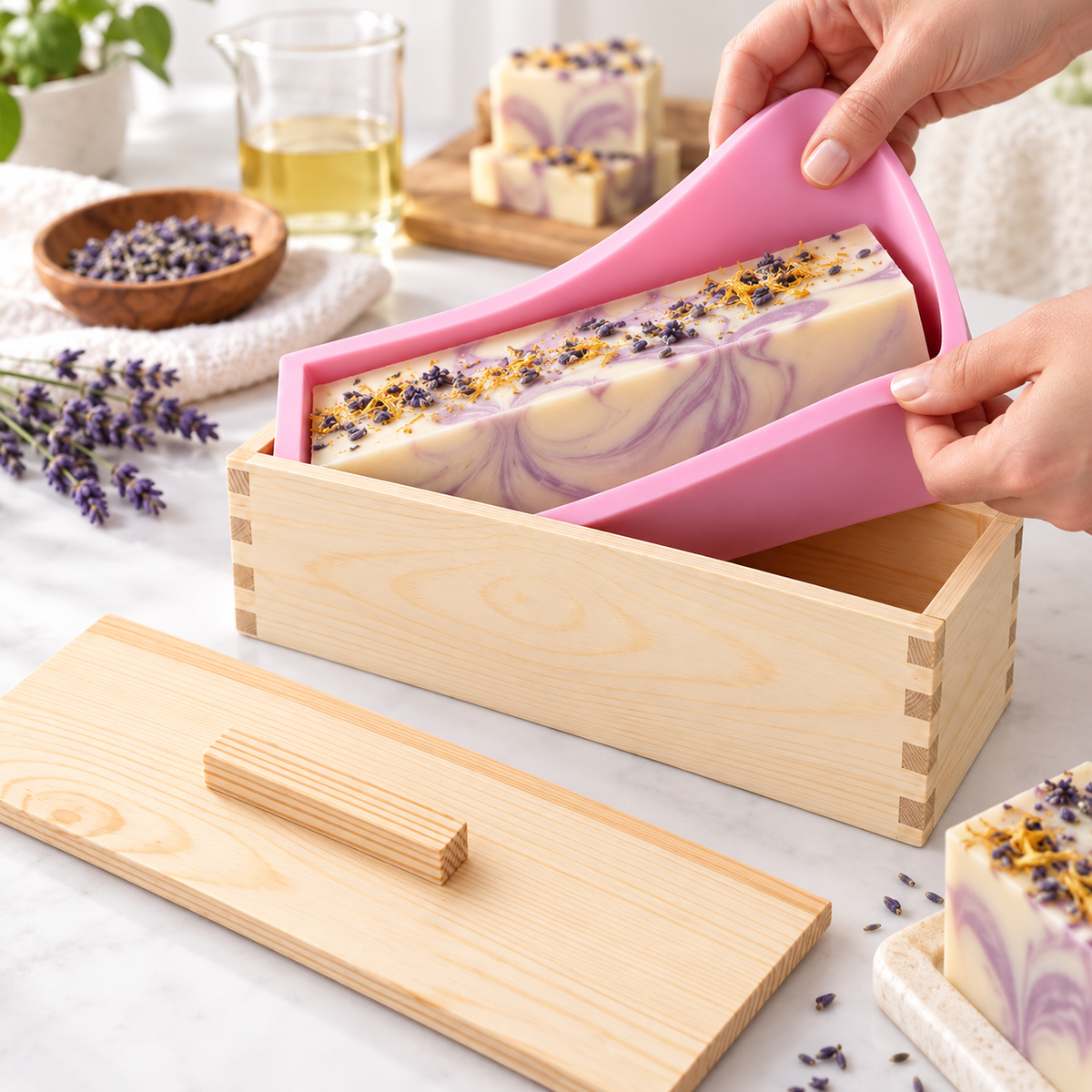 Ronde zeepgietvorm van siliconen „100% HAND MADE” – zelf zeep gieten (Kopie) 