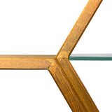 Vetrina da parete Honey piccola con ripiano in legno effetto nido d'ape