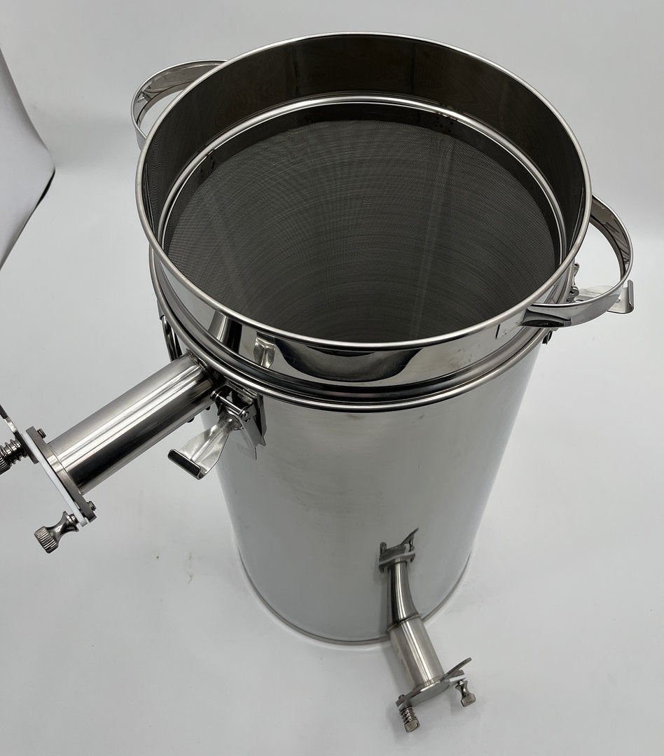 Imbottigliatore per miele 2° rubinetto a pizzico Setaccio conico Lunzer secchio filtro in acciaio inossidabile 50 kg