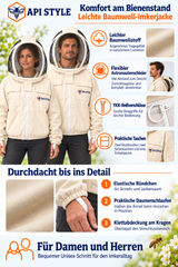 API STYLE Beekeeping Jacket Natural – lightweight cotton jacket with detachable veil for women and men 