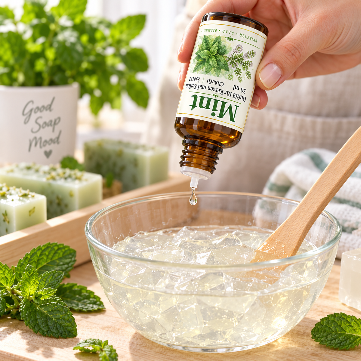 Huile parfumée menthe 30 ml – parfum de menthe pour bougies & savons 