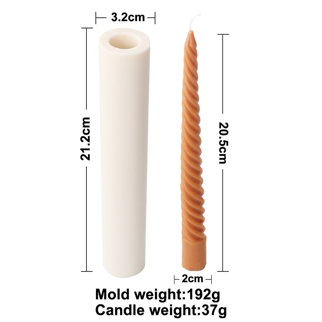 Kaarsenmal van siliconen voor bijenwas en kaarsvet, conische kaars, gedraaide tafelkaars