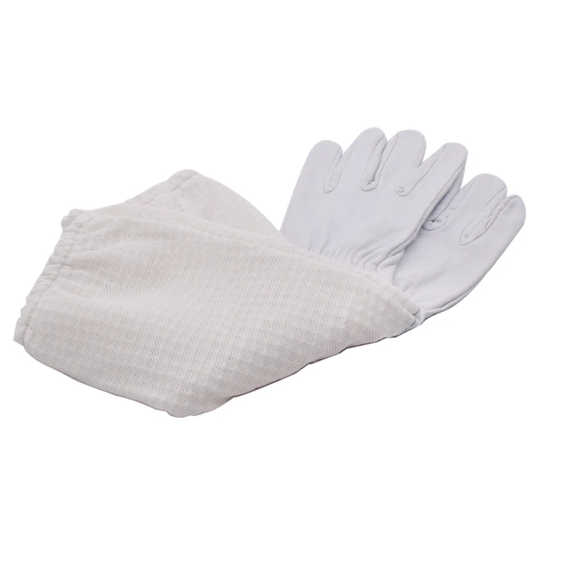 Gants d'apiculture en cuir de mouton avec maille blanche à 3 couches